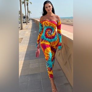 NWT jumpsuit/catsuit - tie dye multicolor